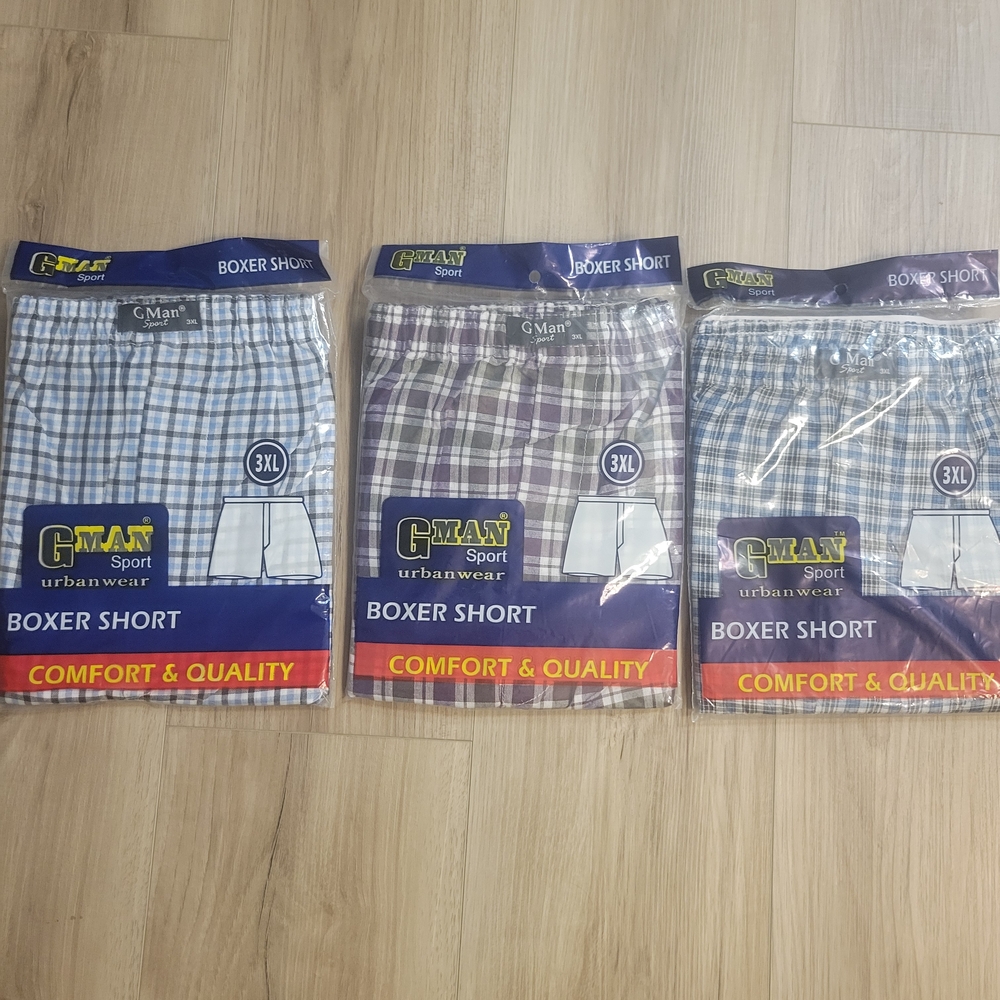 Men's Boxer Shorts - Blue, Purple, Gray